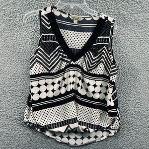 Women Boho Artsy Sleeveless Top M Abstract Geometric Print Indie Flowy Statement
